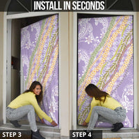 Purple Palaka Hawaii Leis Door Cover Hawaiian-plaid Elegant Tropical Vibes - Polynesian Pride