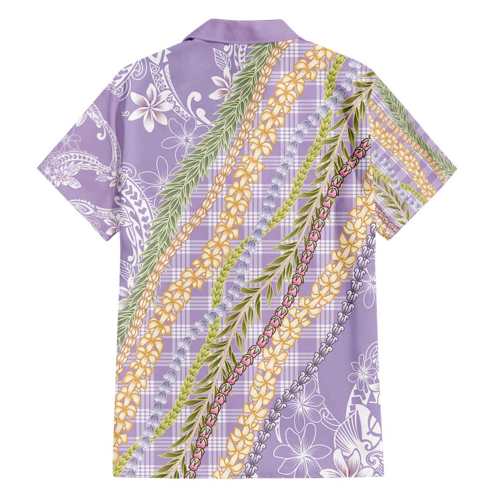 Purple Palaka Hawaii Leis Family Matching Long Sleeve Bodycon Dress and Hawaiian Shirt Hawaiian-plaid Elegant Tropical Vibes - Polynesian Pride