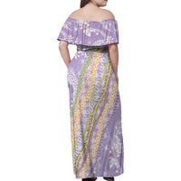 Purple Palaka Hawaii Leis Family Matching Off Shoulder Maxi Dress and Hawaiian Shirt Hawaiian-plaid Elegant Tropical Vibes - Polynesian Pride