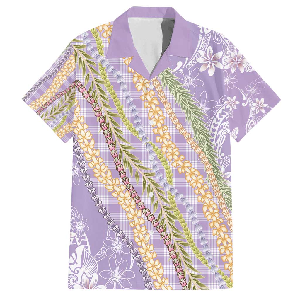Purple Palaka Hawaii Leis Family Matching Off Shoulder Short Dress and Hawaiian Shirt Hawaiian-plaid Elegant Tropical Vibes - Polynesian Pride