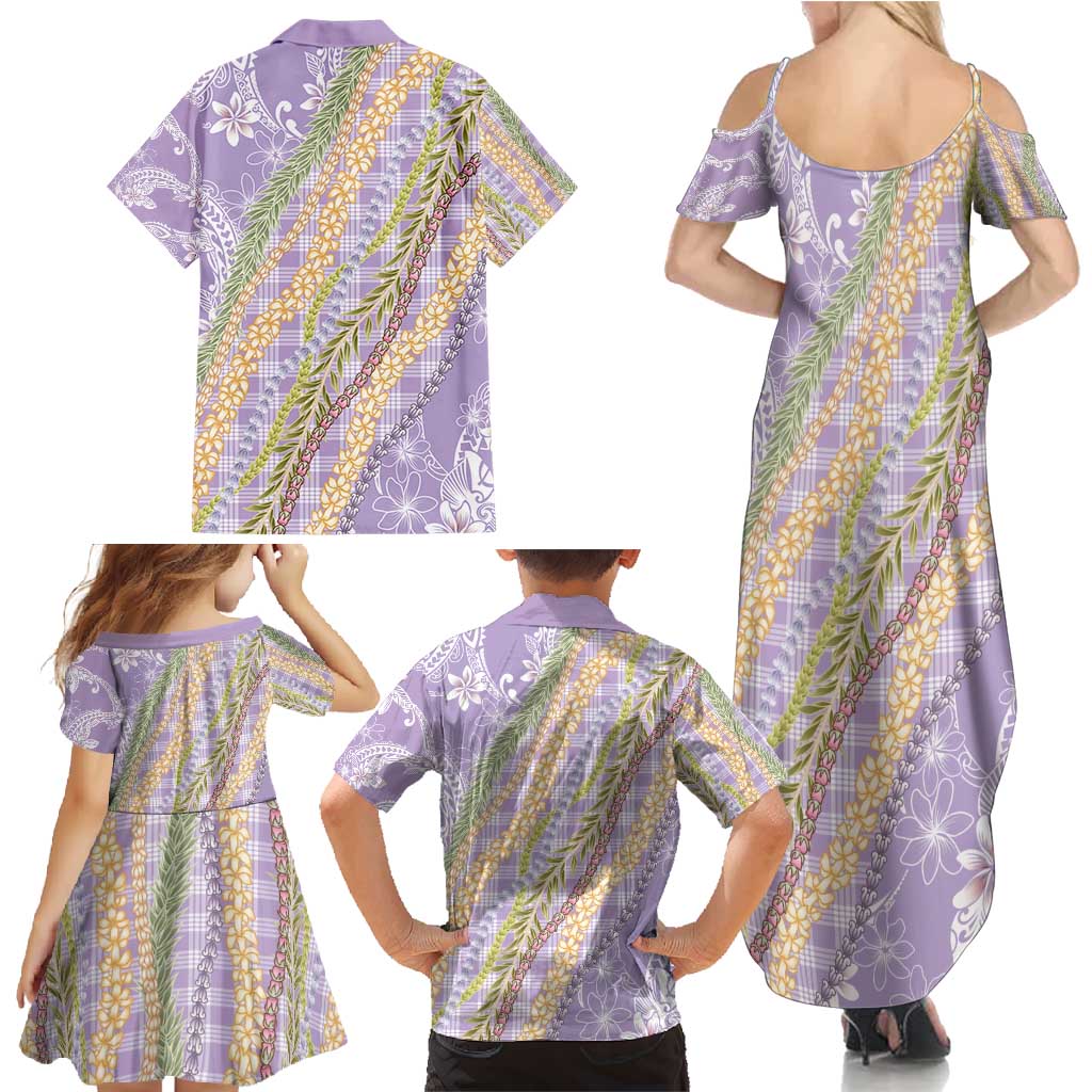 Purple Palaka Hawaii Leis Family Matching Summer Maxi Dress and Hawaiian Shirt Hawaiian-plaid Elegant Tropical Vibes - Polynesian Pride
