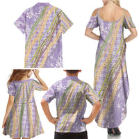Purple Palaka Hawaii Leis Family Matching Summer Maxi Dress and Hawaiian Shirt Hawaiian-plaid Elegant Tropical Vibes - Polynesian Pride