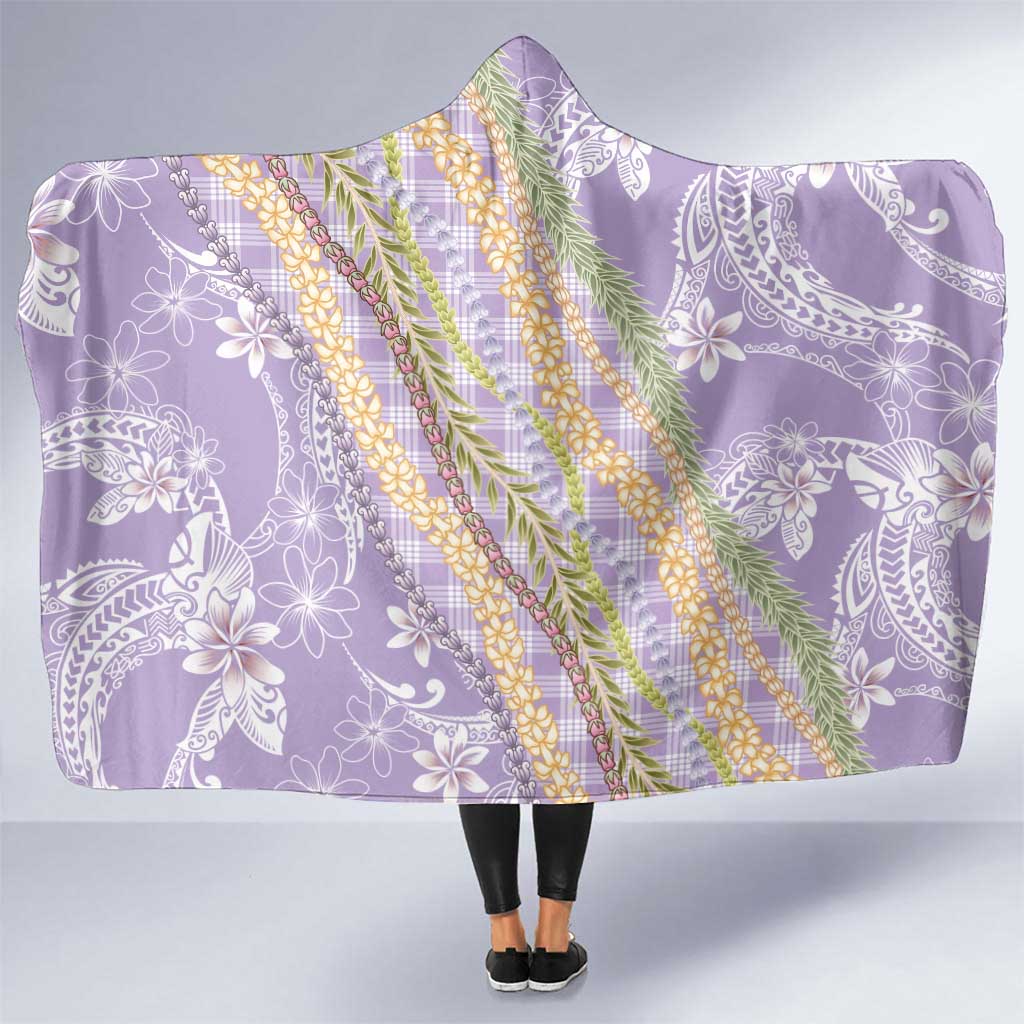 Purple Palaka Hawaii Leis Hooded Blanket Hawaiian-plaid Elegant Tropical Vibes - Polynesian Pride