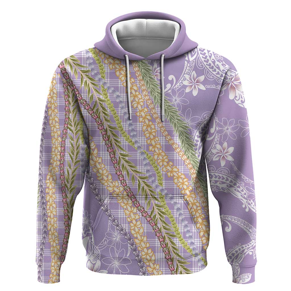 Purple Palaka Hawaii Leis Hoodie Hawaiian-plaid Elegant Tropical Vibes - Polynesian Pride