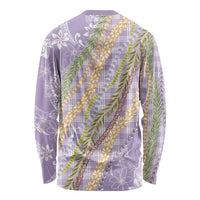 Purple Palaka Hawaii Leis Long Sleeve Shirt Hawaiian-plaid Elegant Tropical Vibes - Polynesian Pride