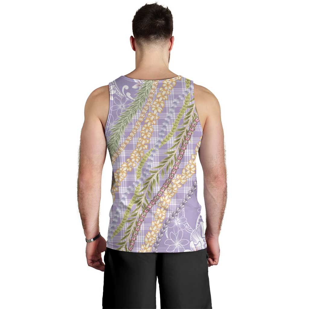Purple Palaka Hawaii Leis Men Tank Top Hawaiian-plaid Elegant Tropical Vibes - Polynesian Pride