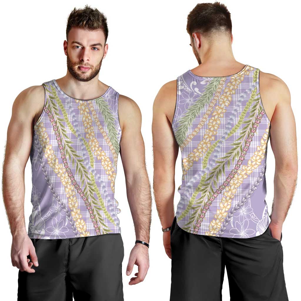 Purple Palaka Hawaii Leis Men Tank Top Hawaiian-plaid Elegant Tropical Vibes - Polynesian Pride