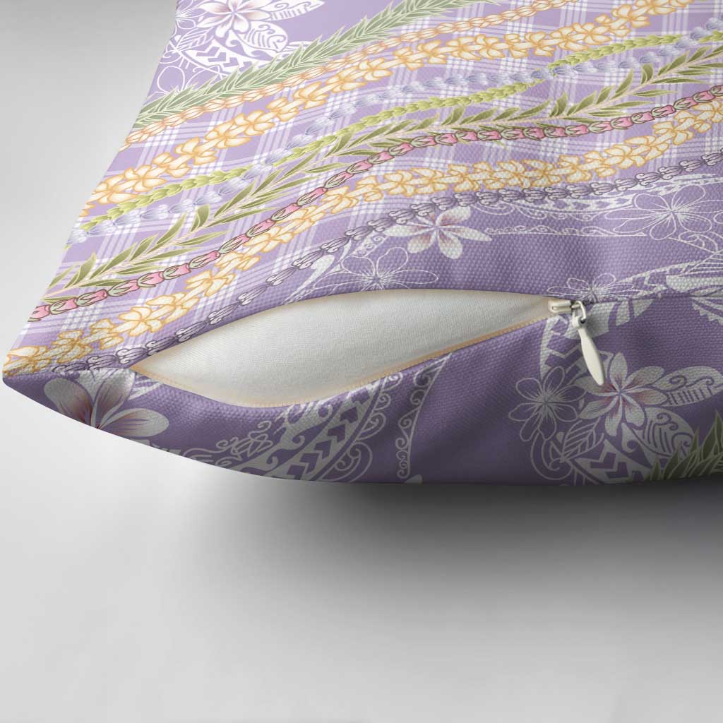 Purple Palaka Hawaii Leis Pillow Cover Hawaiian-plaid Elegant Tropical Vibes - Polynesian Pride