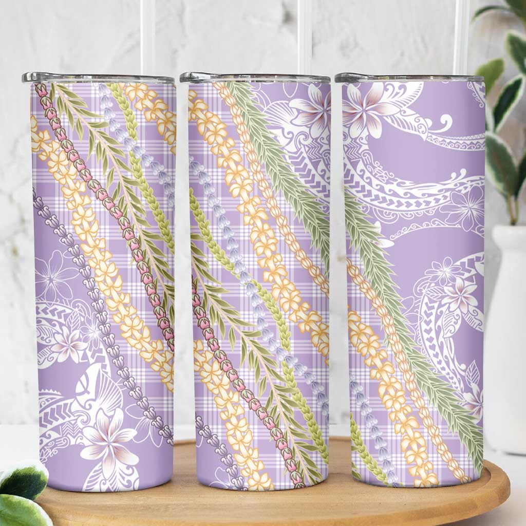 Purple Palaka Hawaii Leis Skinny Tumbler Hawaiian-plaid Elegant Tropical Vibes - Polynesian Pride