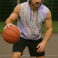 Purple Palaka Hawaii Leis Sleeveless Zip Hoodie Hawaiian-plaid Elegant Tropical Vibes - Polynesian Pride