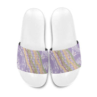 Purple Palaka Hawaii Leis Slide Sandals Hawaiian-plaid Elegant Tropical Vibes - Polynesian Pride