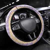 Purple Palaka Hawaii Leis Steering Wheel Cover Hawaiian-plaid Elegant Tropical Vibes - Polynesian Pride