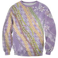 Purple Palaka Hawaii Leis Sweatshirt Hawaiian-plaid Elegant Tropical Vibes - Polynesian Pride