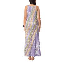 Purple Palaka Hawaii Leis Tank Maxi Dress Hawaiian-plaid Elegant Tropical Vibes - Polynesian Pride