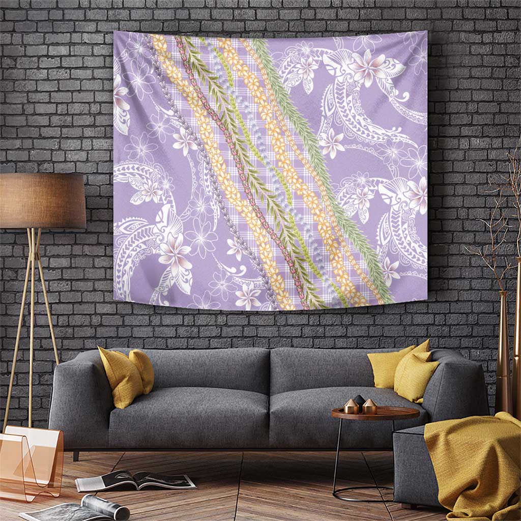 Purple Palaka Hawaii Leis Tapestry Hawaiian-plaid Elegant Tropical Vibes - Polynesian Pride