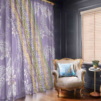Purple Palaka Hawaii Leis Window Curtain Hawaiian-plaid Elegant Tropical Vibes - Polynesian Pride