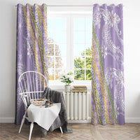 Purple Palaka Hawaii Leis Window Curtain Hawaiian-plaid Elegant Tropical Vibes - Polynesian Pride
