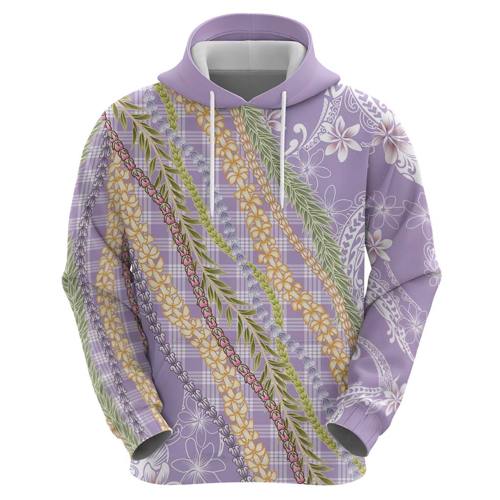 Purple Palaka Hawaii Leis Zip Hoodie Hawaiian-plaid Elegant Tropical Vibes - Polynesian Pride