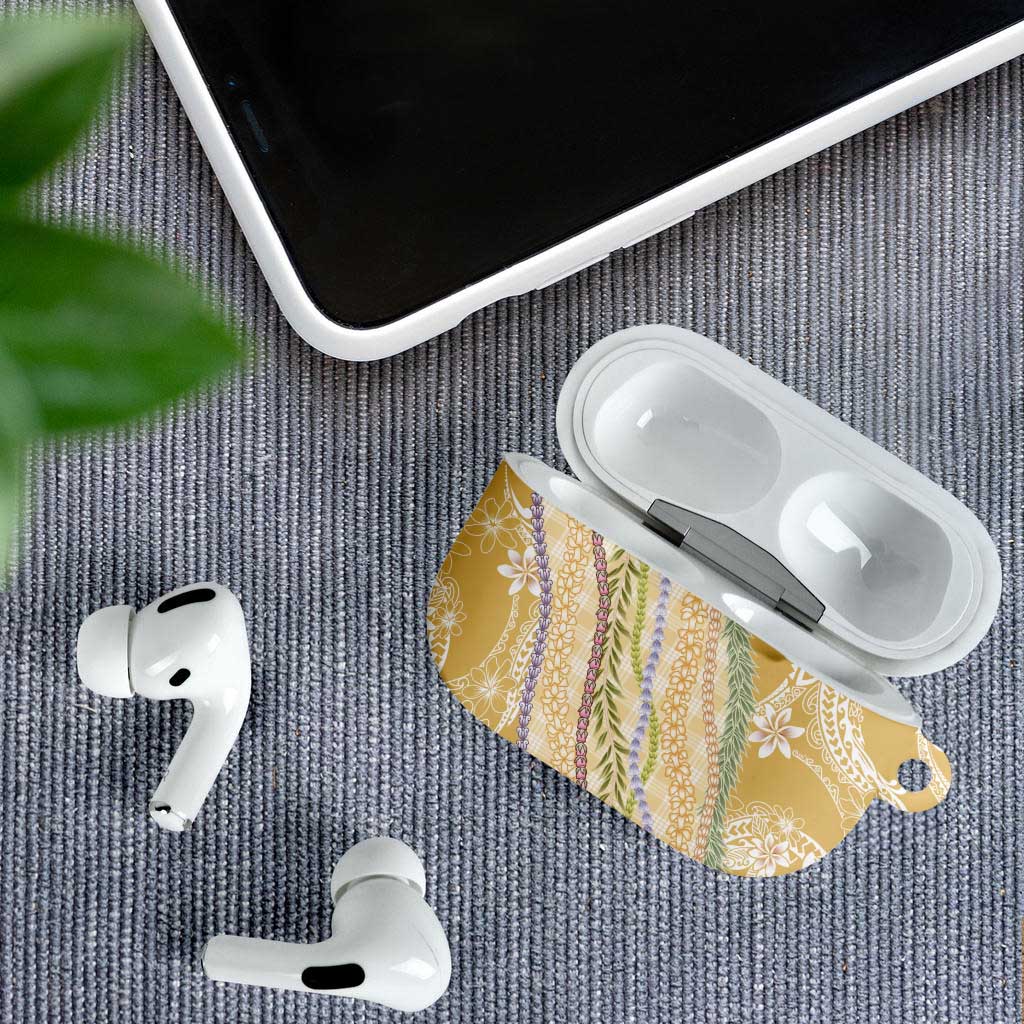 Yellow Palaka Hawaii Leis AirPods Case Hawaiian-plaid Elegant Tropical Vibes - Polynesian Pride