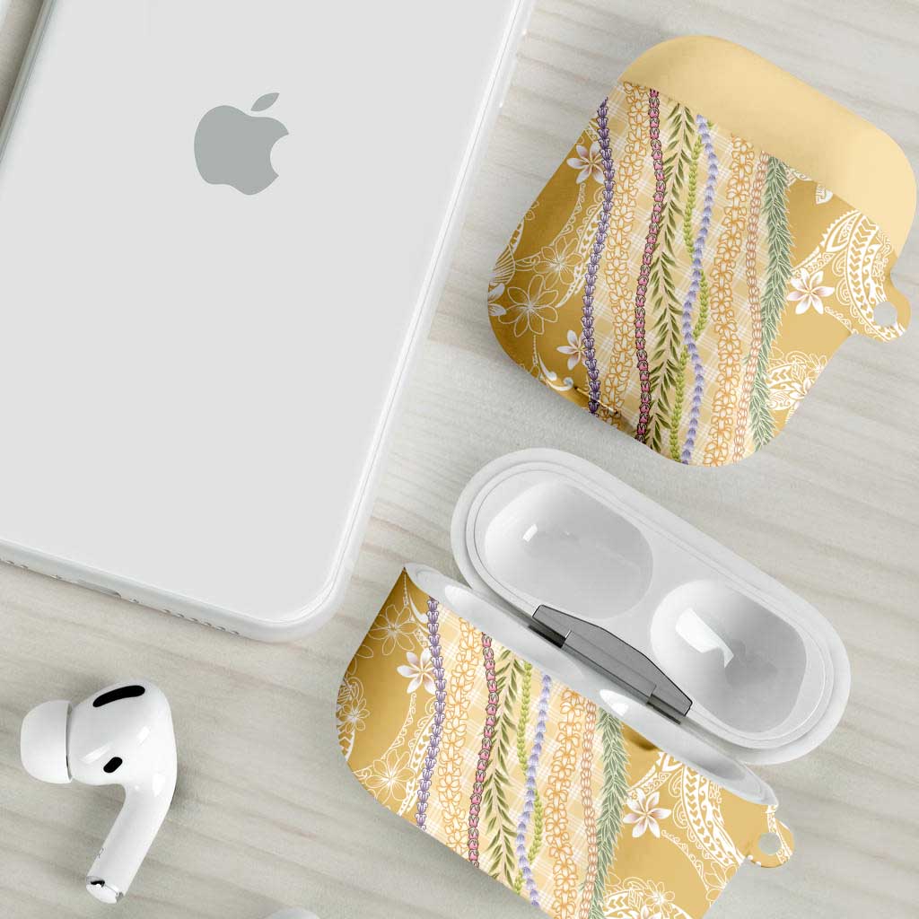Yellow Palaka Hawaii Leis AirPods Case Hawaiian-plaid Elegant Tropical Vibes - Polynesian Pride