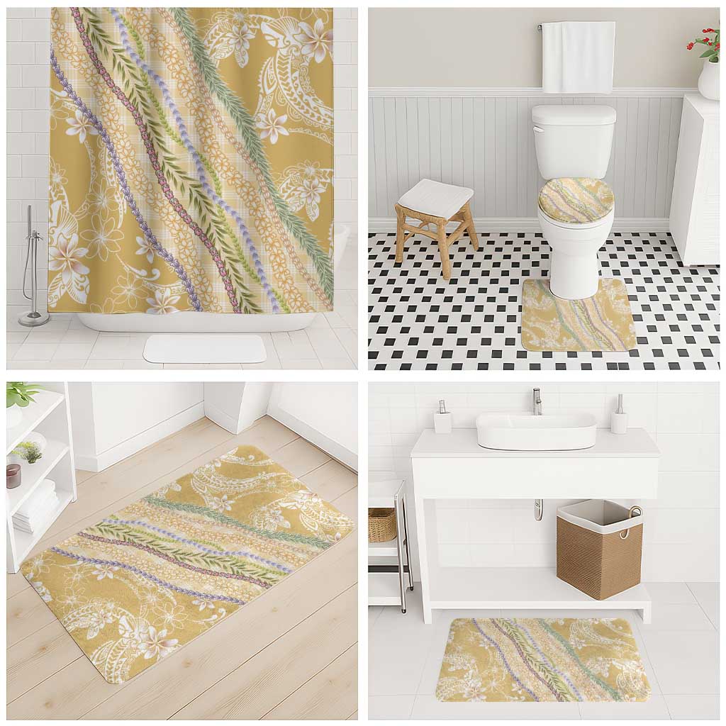 Yellow Palaka Hawaii Leis Bathroom Set Hawaiian-plaid Elegant Tropical Vibes - Polynesian Pride