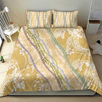Yellow Palaka Hawaii Leis Bedding Set Hawaiian-plaid Elegant Tropical Vibes - Polynesian Pride