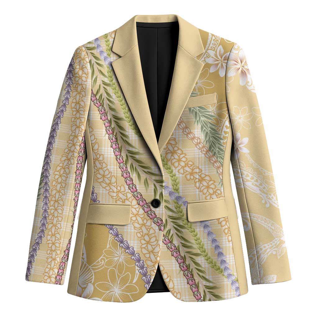 Yellow Palaka Hawaii Leis Blazer Hawaiian-plaid Elegant Tropical Vibes - Polynesian Pride