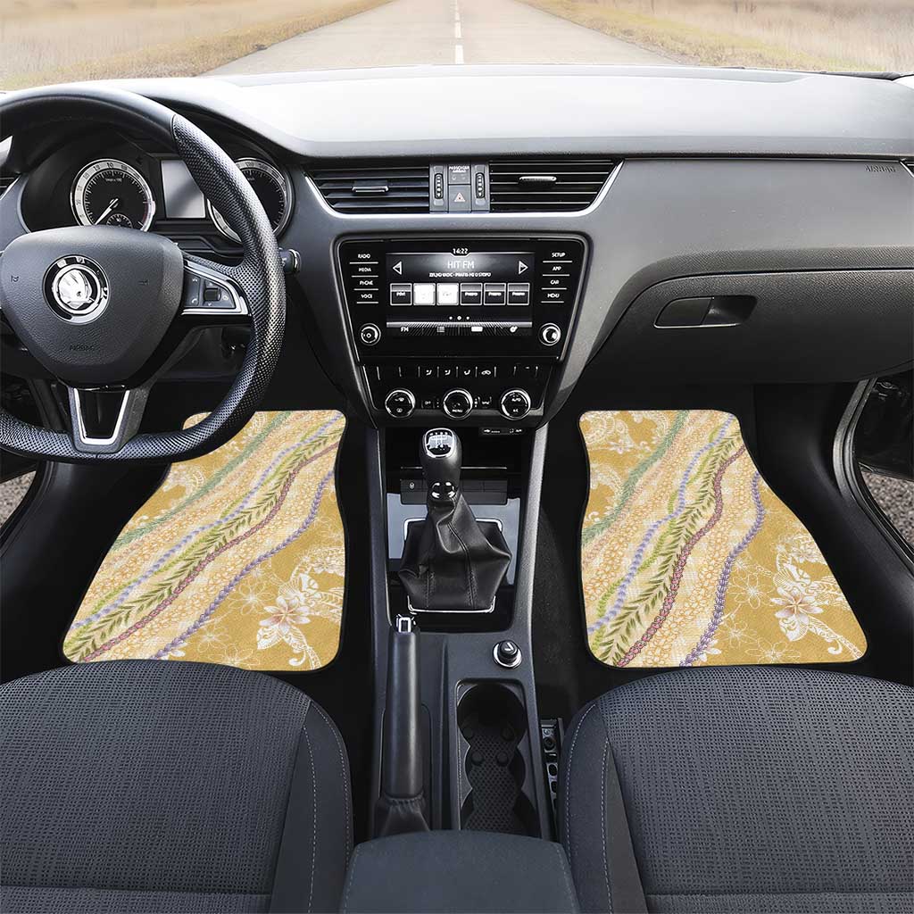 Yellow Palaka Hawaii Leis Car Mats Hawaiian-plaid Elegant Tropical Vibes - Polynesian Pride