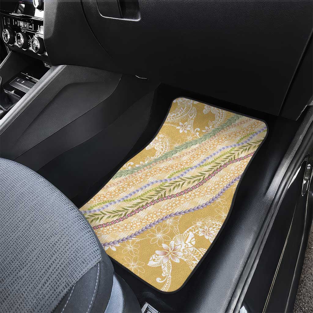 Yellow Palaka Hawaii Leis Car Mats Hawaiian-plaid Elegant Tropical Vibes - Polynesian Pride