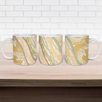 Yellow Palaka Hawaii Leis Ceramic Mug Hawaiian-plaid Elegant Tropical Vibes - Polynesian Pride