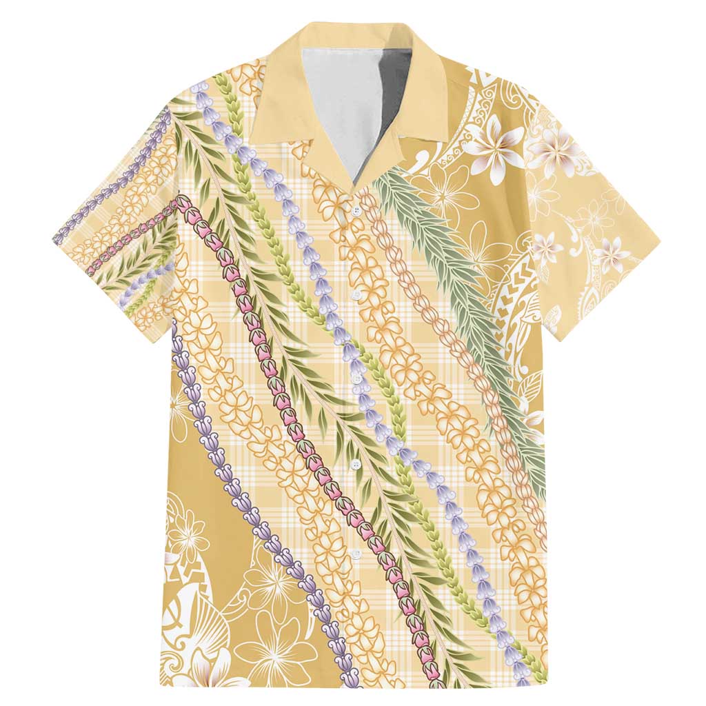 Yellow Palaka Hawaii Leis Family Matching Mermaid Dress and Hawaiian Shirt Hawaiian-plaid Elegant Tropical Vibes - Polynesian Pride
