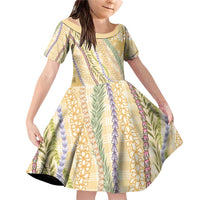 Yellow Palaka Hawaii Leis Family Matching Off Shoulder Short Dress and Hawaiian Shirt Hawaiian-plaid Elegant Tropical Vibes - Polynesian Pride