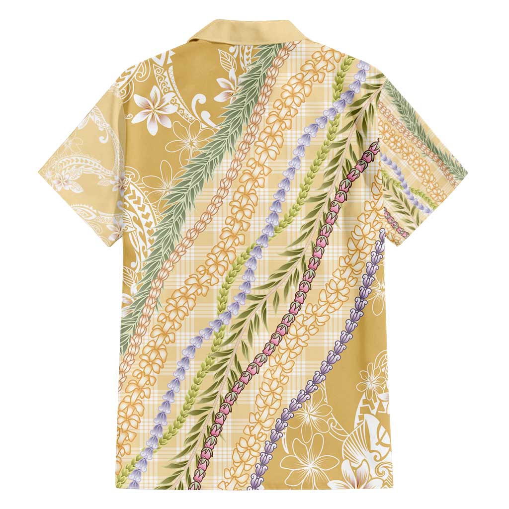 Yellow Palaka Hawaii Leis Family Matching Off Shoulder Short Dress and Hawaiian Shirt Hawaiian-plaid Elegant Tropical Vibes - Polynesian Pride