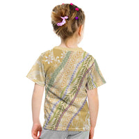 Yellow Palaka Hawaii Leis Kid T Shirt Hawaiian-plaid Elegant Tropical Vibes - Polynesian Pride