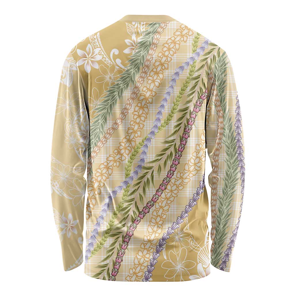 Yellow Palaka Hawaii Leis Long Sleeve Shirt Hawaiian-plaid Elegant Tropical Vibes - Polynesian Pride