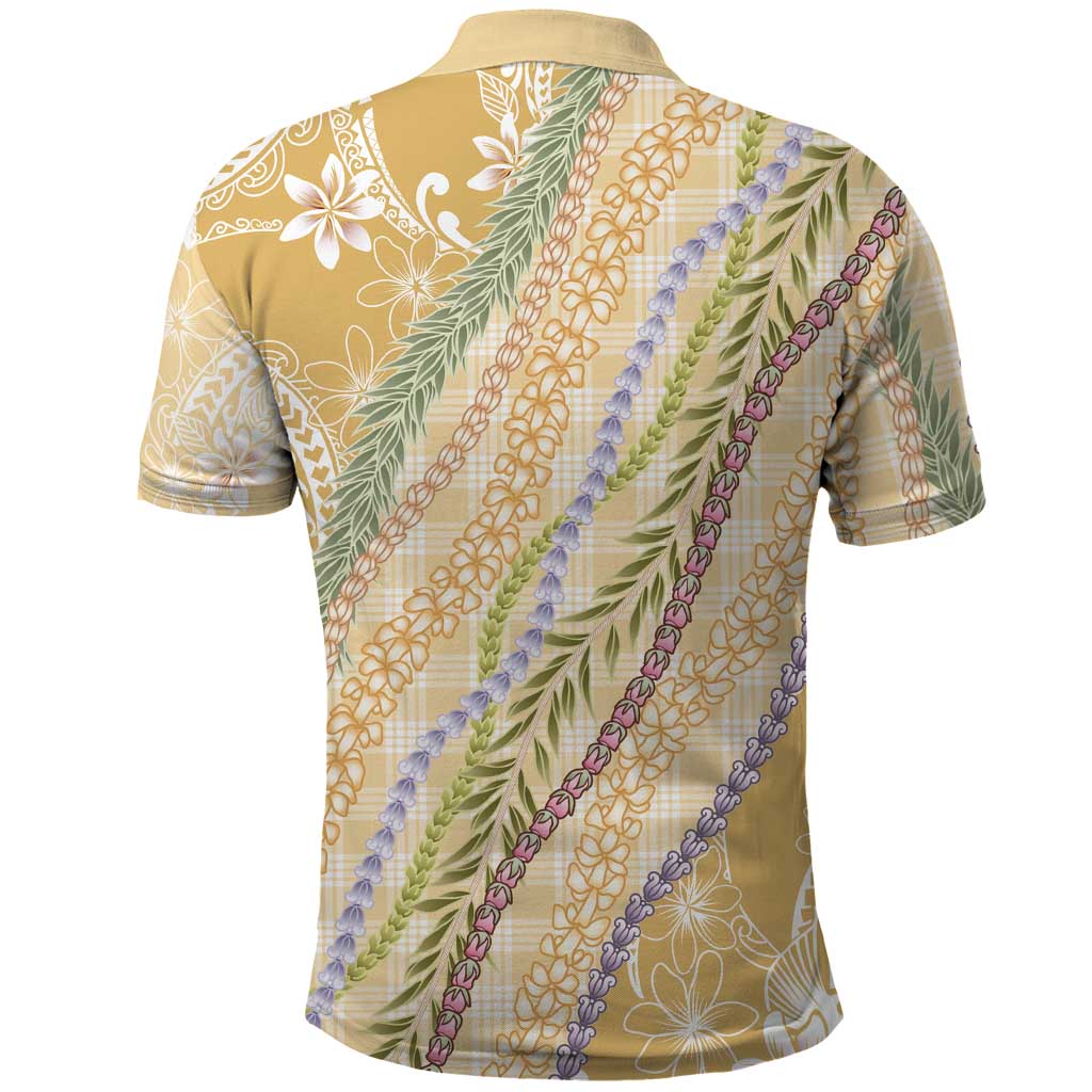 Yellow Palaka Hawaii Leis Polo Shirt Hawaiian-plaid Elegant Tropical Vibes - Polynesian Pride