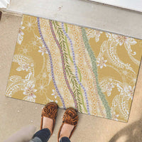 Yellow Palaka Hawaii Leis Rubber Doormat Hawaiian-plaid Elegant Tropical Vibes - Polynesian Pride