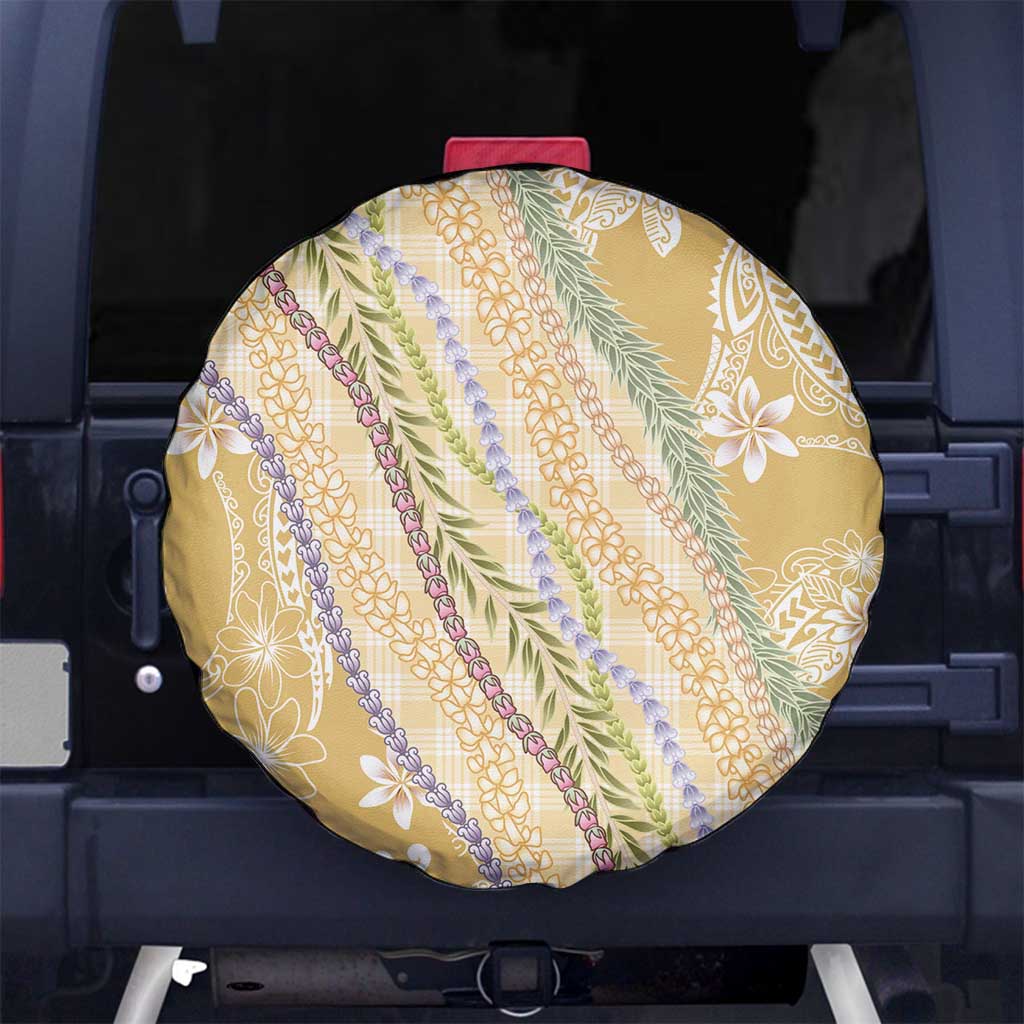 Yellow Palaka Hawaii Leis Spare Tire Cover Hawaiian-plaid Elegant Tropical Vibes - Polynesian Pride