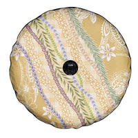 Yellow Palaka Hawaii Leis Spare Tire Cover Hawaiian-plaid Elegant Tropical Vibes - Polynesian Pride