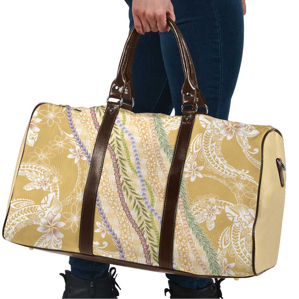 Yellow Palaka Hawaii Leis Travel Bag Hawaiian-plaid Elegant Tropical Vibes - Polynesian Pride