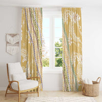 Yellow Palaka Hawaii Leis Window Curtain Hawaiian-plaid Elegant Tropical Vibes - Polynesian Pride