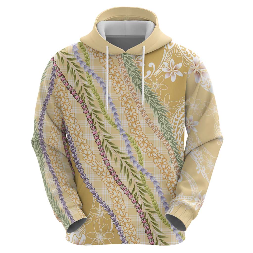 Yellow Palaka Hawaii Leis Zip Hoodie Hawaiian-plaid Elegant Tropical Vibes - Polynesian Pride