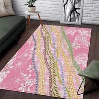 Pink Palaka Hawaii Leis Area Rug Hawaiian-plaid Elegant Tropical Vibes - Polynesian Pride