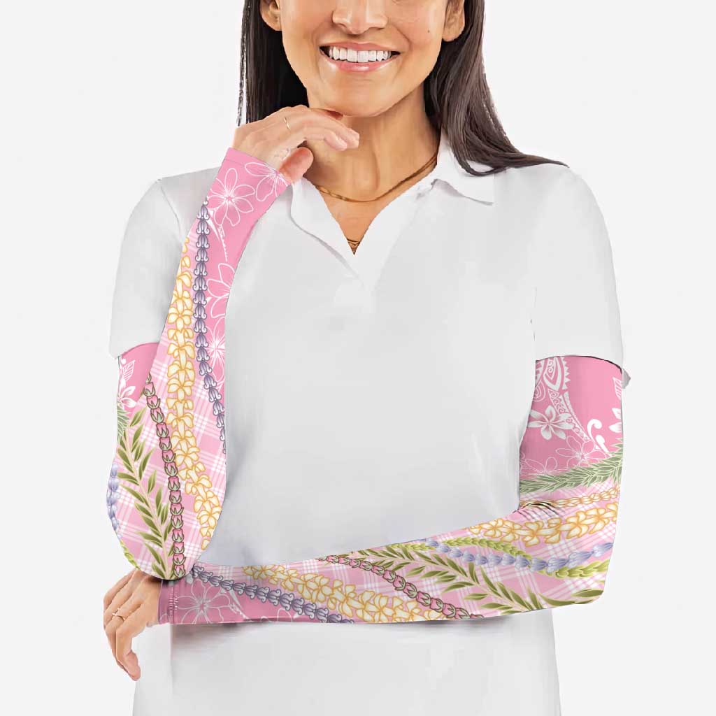 Pink Palaka Hawaii Leis Arm Sleeves Hawaiian-plaid Elegant Tropical Vibes - Polynesian Pride