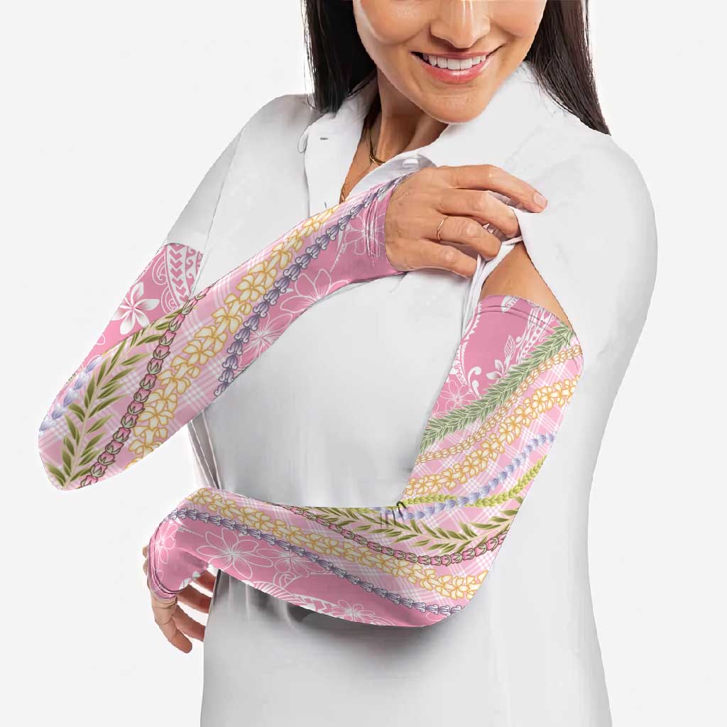 Pink Palaka Hawaii Leis Arm Sleeves Hawaiian-plaid Elegant Tropical Vibes - Polynesian Pride