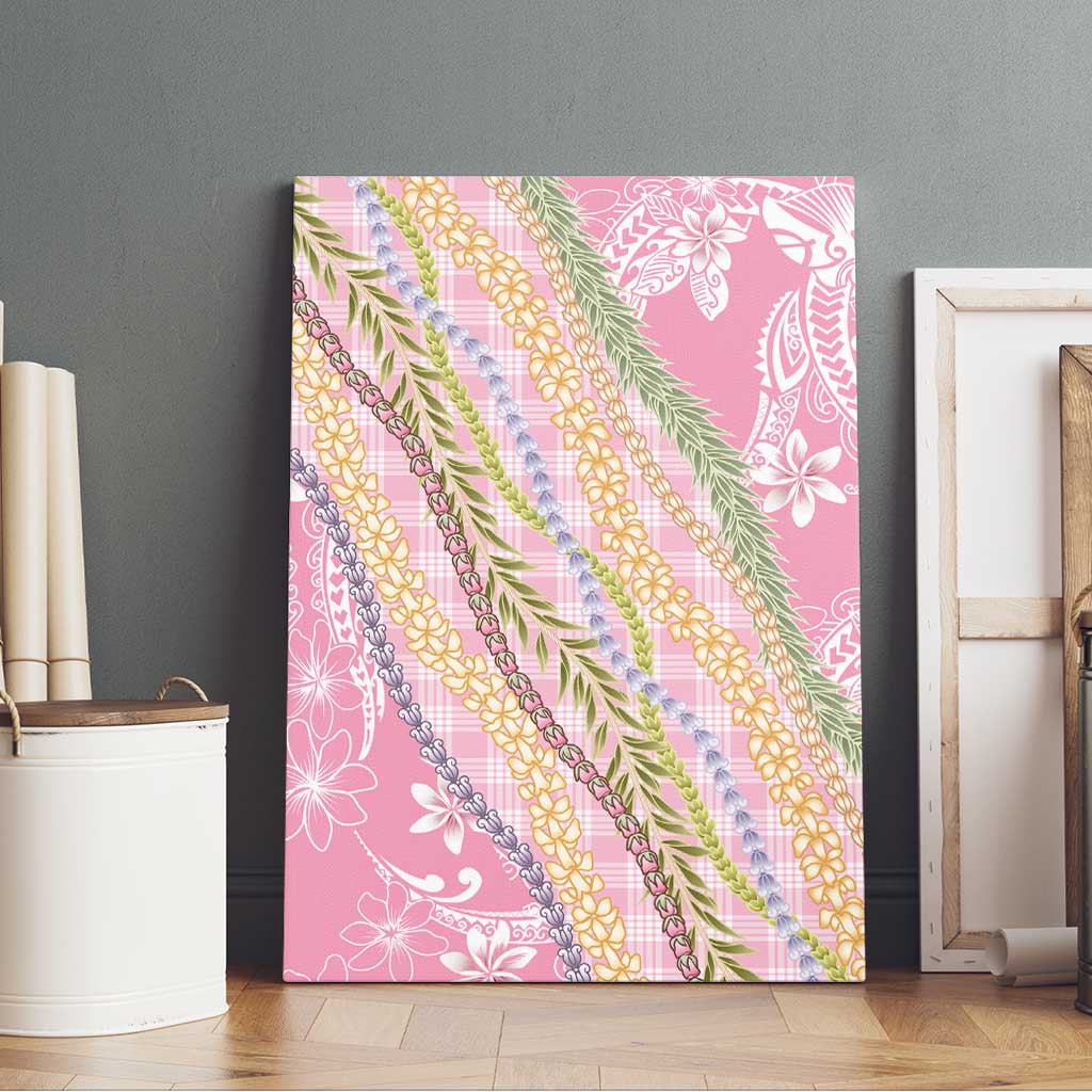 Pink Palaka Hawaii Leis Canvas Wall Art Hawaiian-plaid Elegant Tropical Vibes - Polynesian Pride