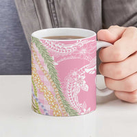 Pink Palaka Hawaii Leis Ceramic Mug Hawaiian-plaid Elegant Tropical Vibes - Polynesian Pride