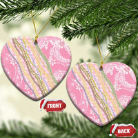 Pink Palaka Hawaii Leis Ceramic Ornament Hawaiian-plaid Elegant Tropical Vibes - Polynesian Pride