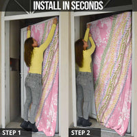 Pink Palaka Hawaii Leis Door Cover Hawaiian-plaid Elegant Tropical Vibes - Polynesian Pride