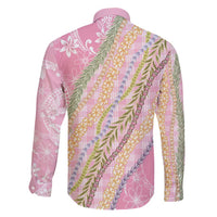 Pink Palaka Hawaii Leis Family Matching Long Sleeve Bodycon Dress and Hawaiian Shirt Hawaiian-plaid Elegant Tropical Vibes - Polynesian Pride